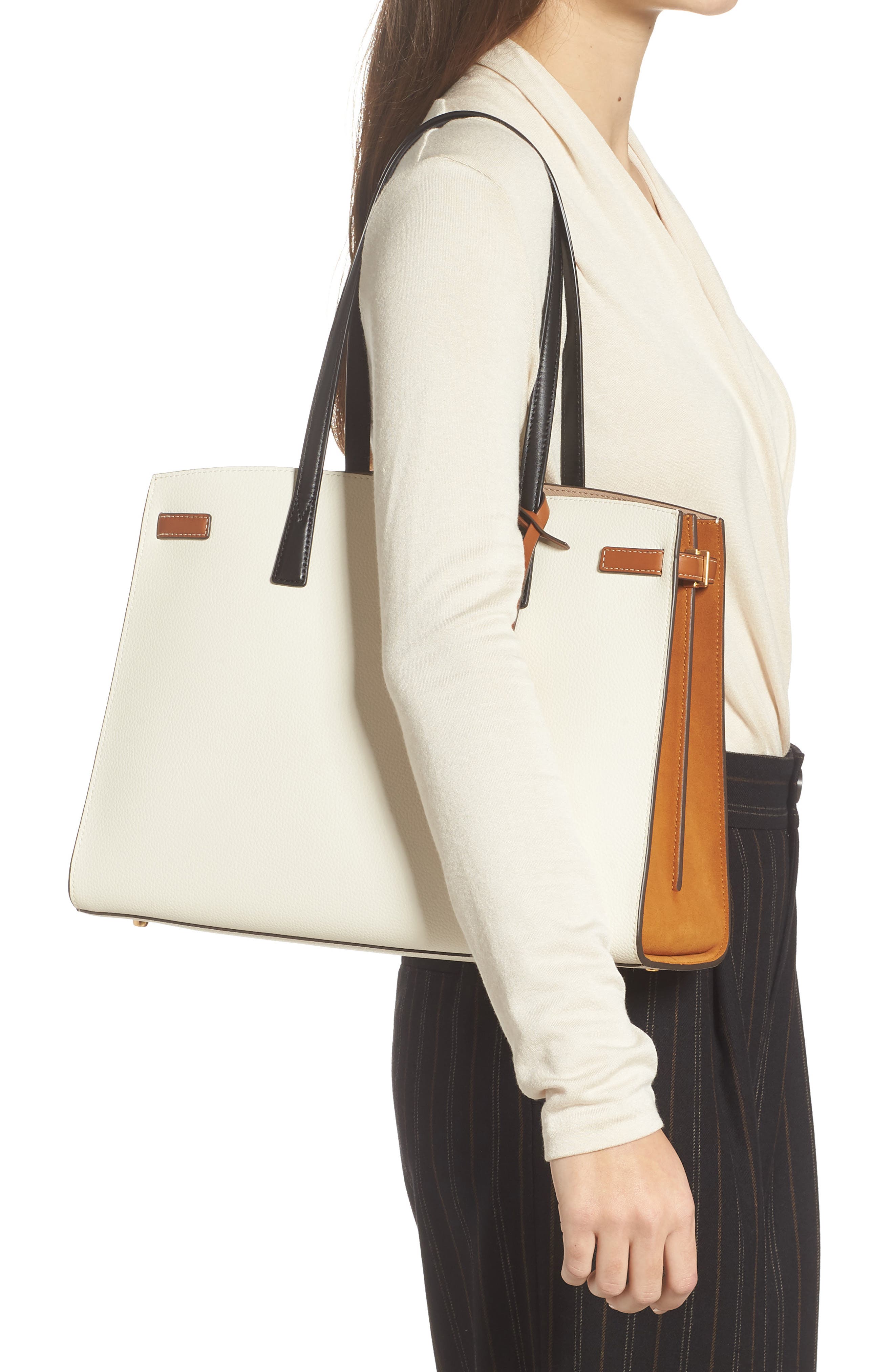 Tory Burch Walker Colorblock Leather Satchel, Alternate, color, 