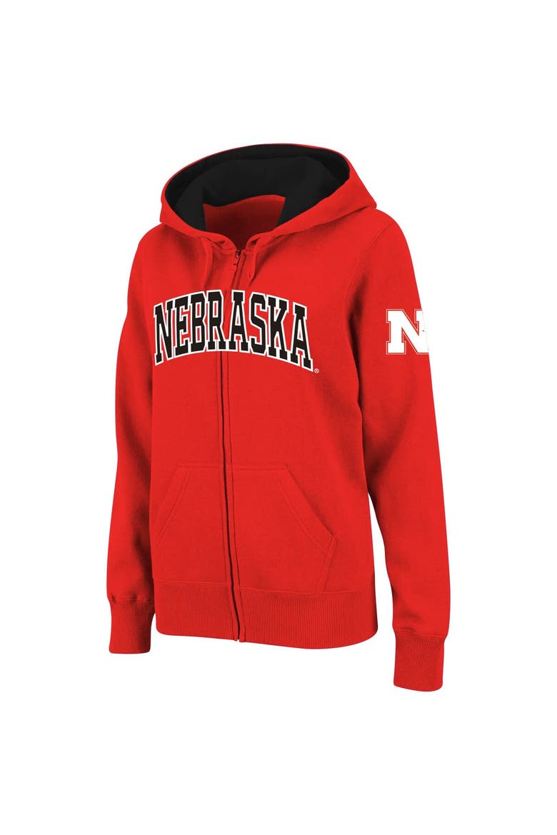 Women's Stadium Athletic Scarlet Nebraska Huskers Arched Name Full-Zip Hoodie, Main, color, Red