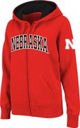 COLOSSEUM Women's Stadium Athletic Scarlet Nebraska Huskers Arched Name Full-Zip Hoodie