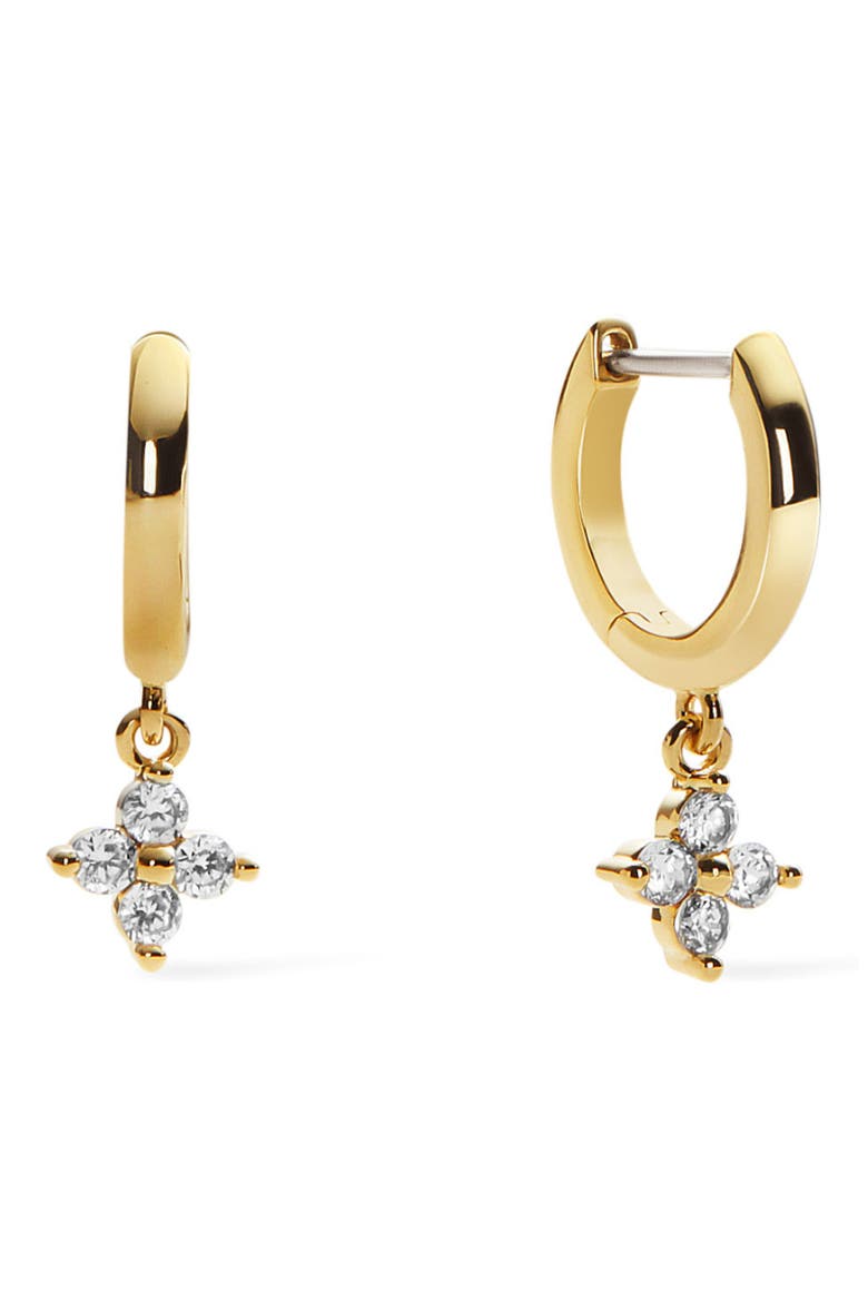 Angela Star Drop Hoop Earrings, Main, color, GOLD/CLEAR