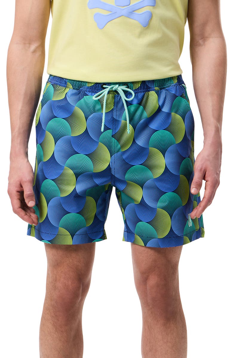 Psycho Bunny Stafford Print Swim Trunks, Main, color, 