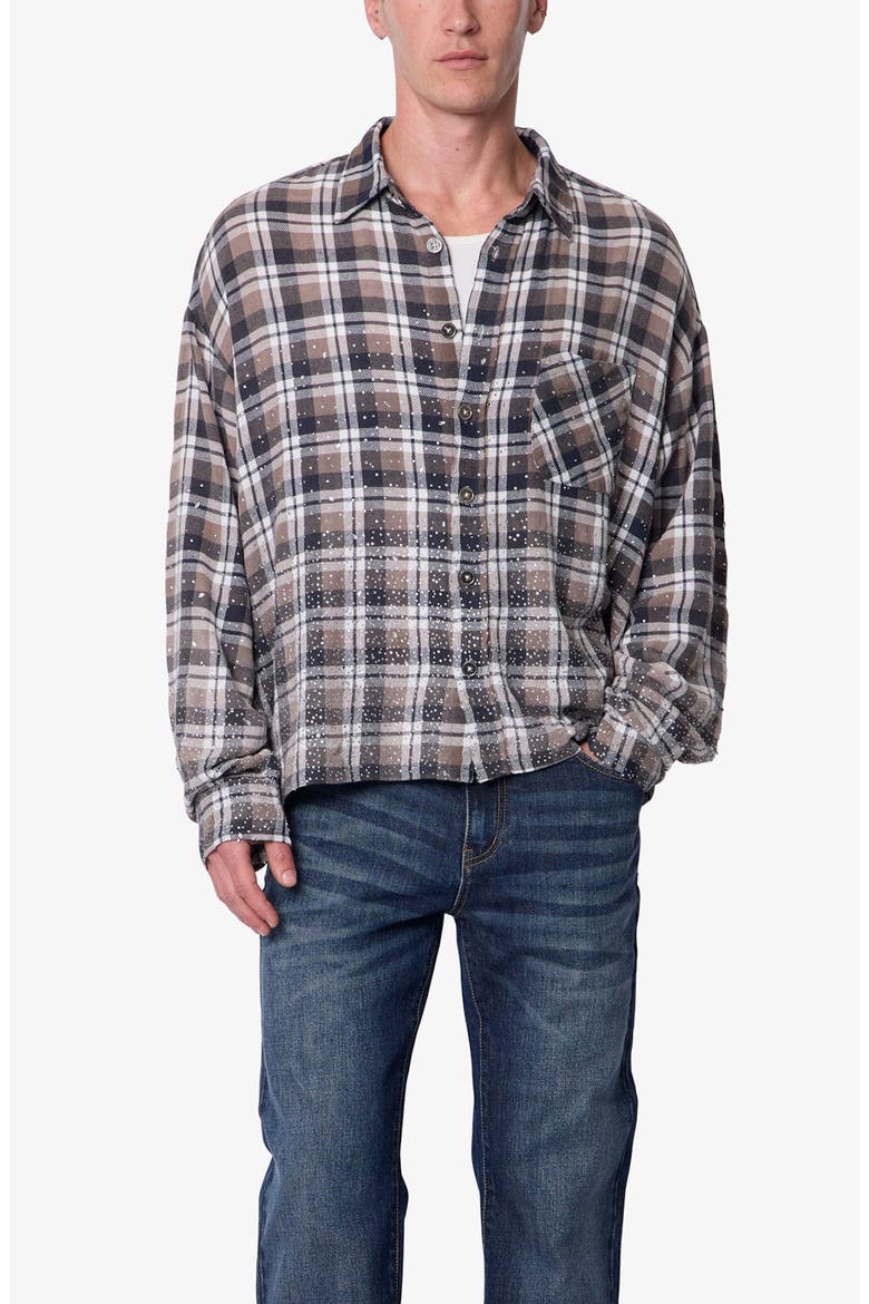 Rhinestone Flannel Shirt, Alternate, color, BROWN