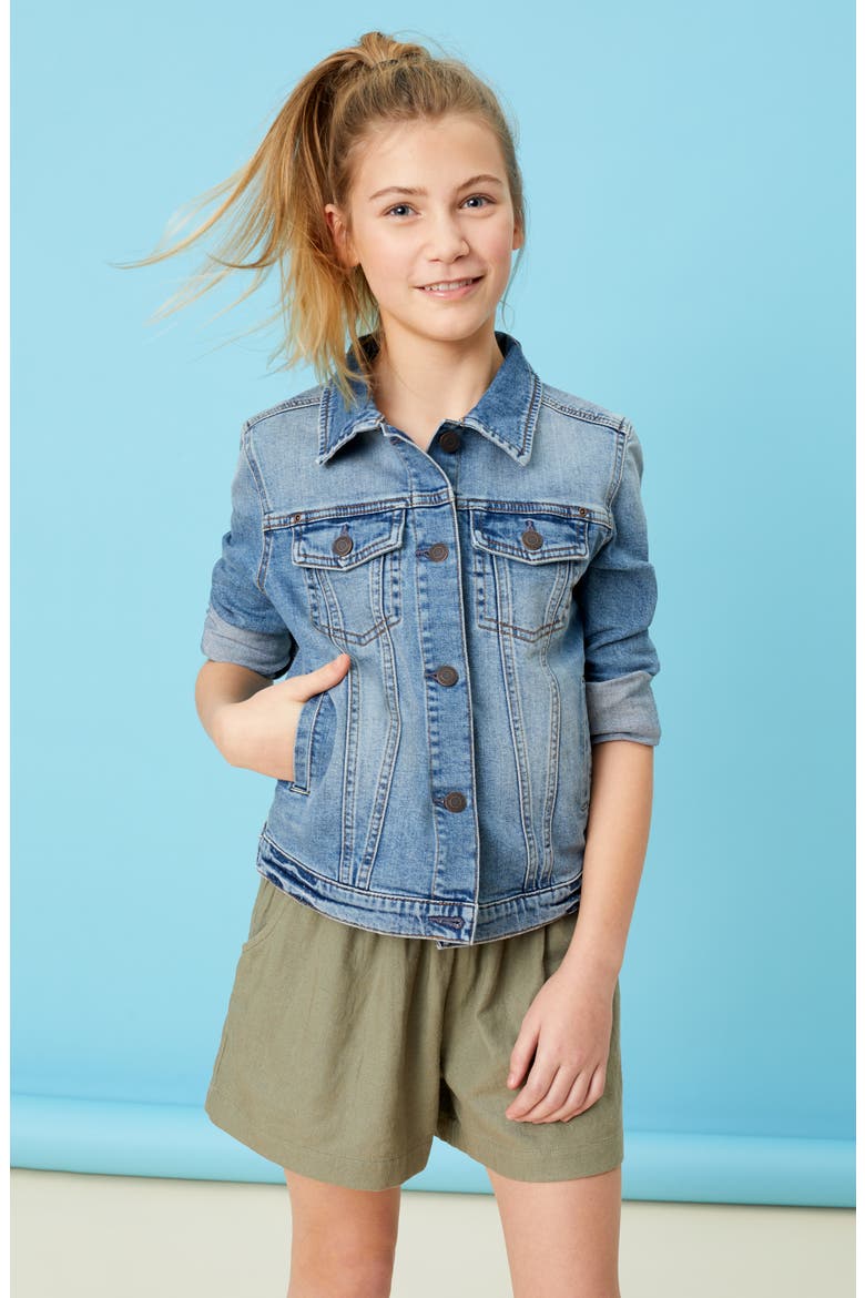 Distressed Denim Boyfriend Jacket, Alternate, color, WORN IN WASH