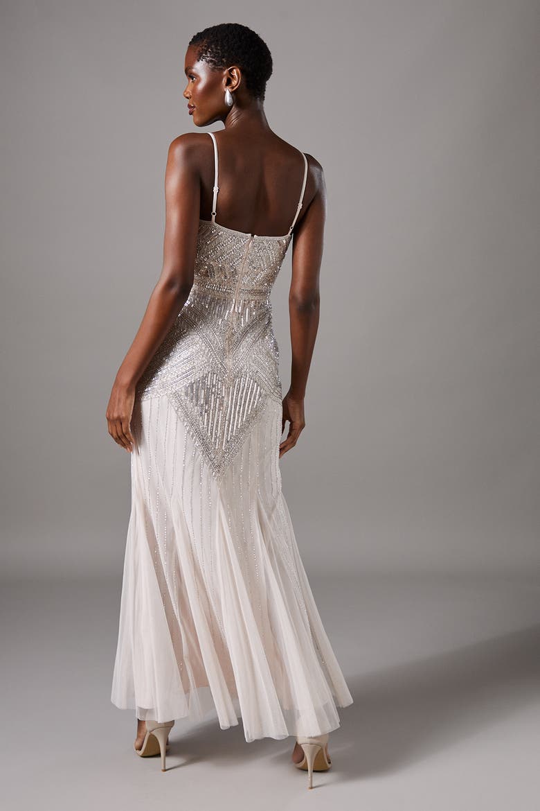 Deco Embellished Cami Maxi Dress, Alternate, color, Neutral