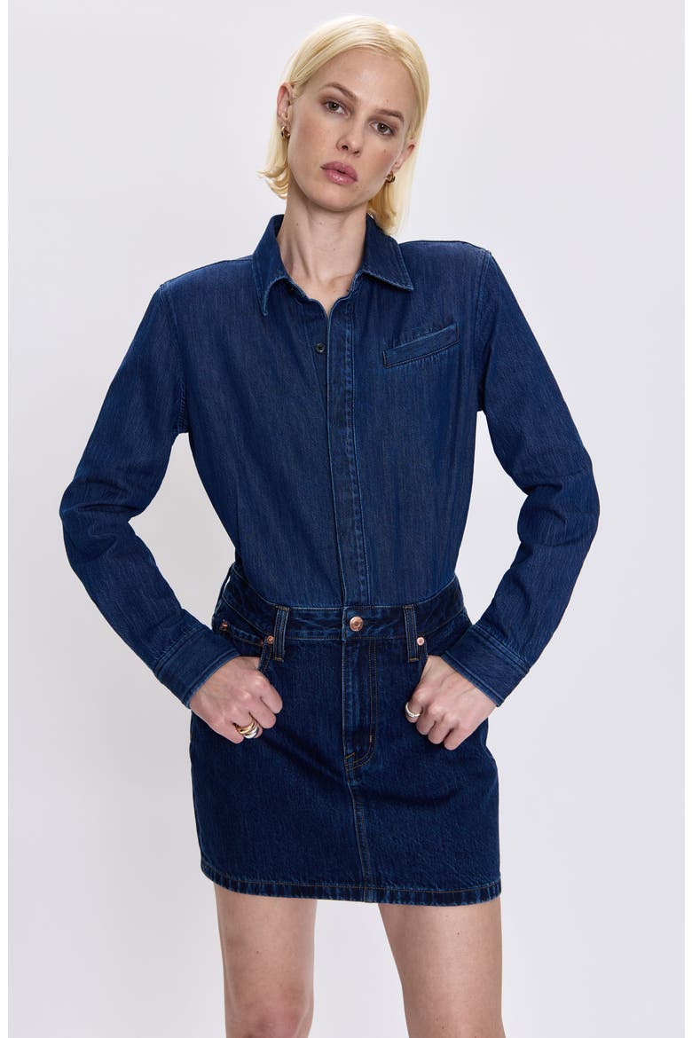 Pixie Long Sleeve Denim Minidress, Alternate, color, GEMINI