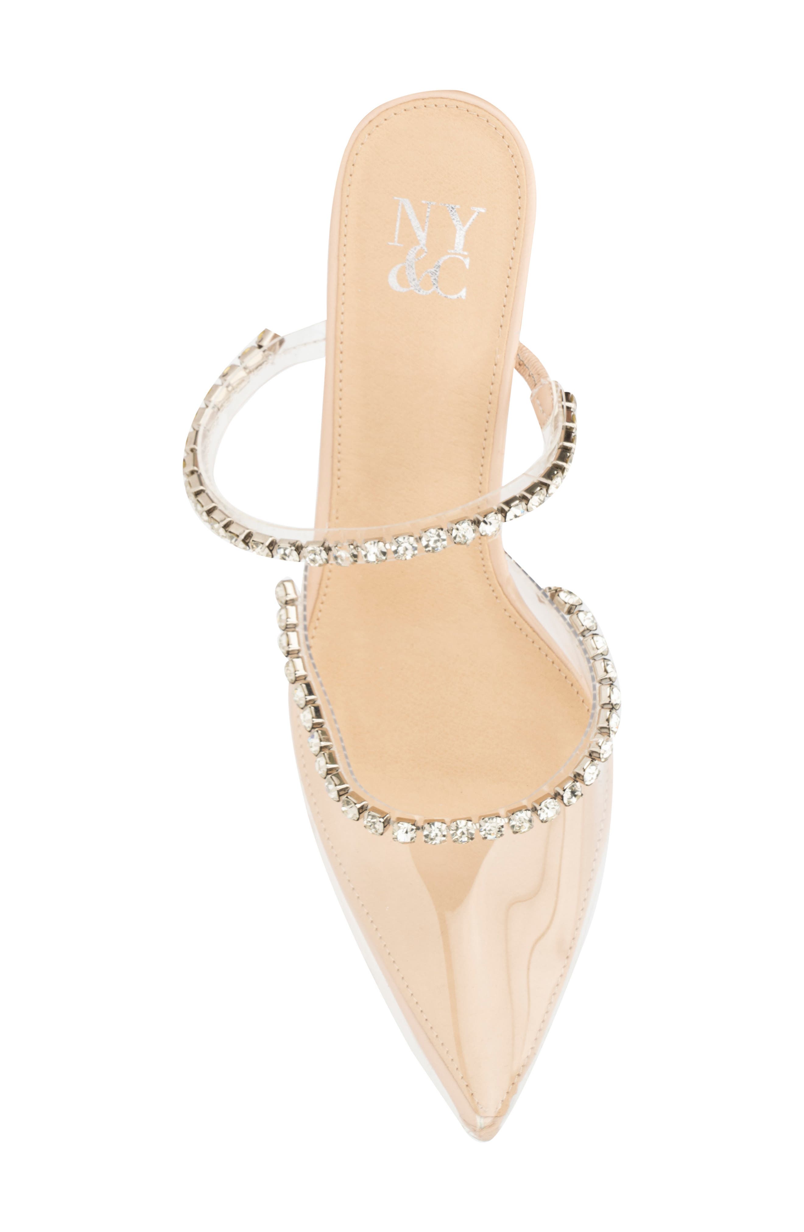 NEW YORK AND COMPANY Fatima Crystal Embellished Lucite Pump, Alternate, color, Nude
