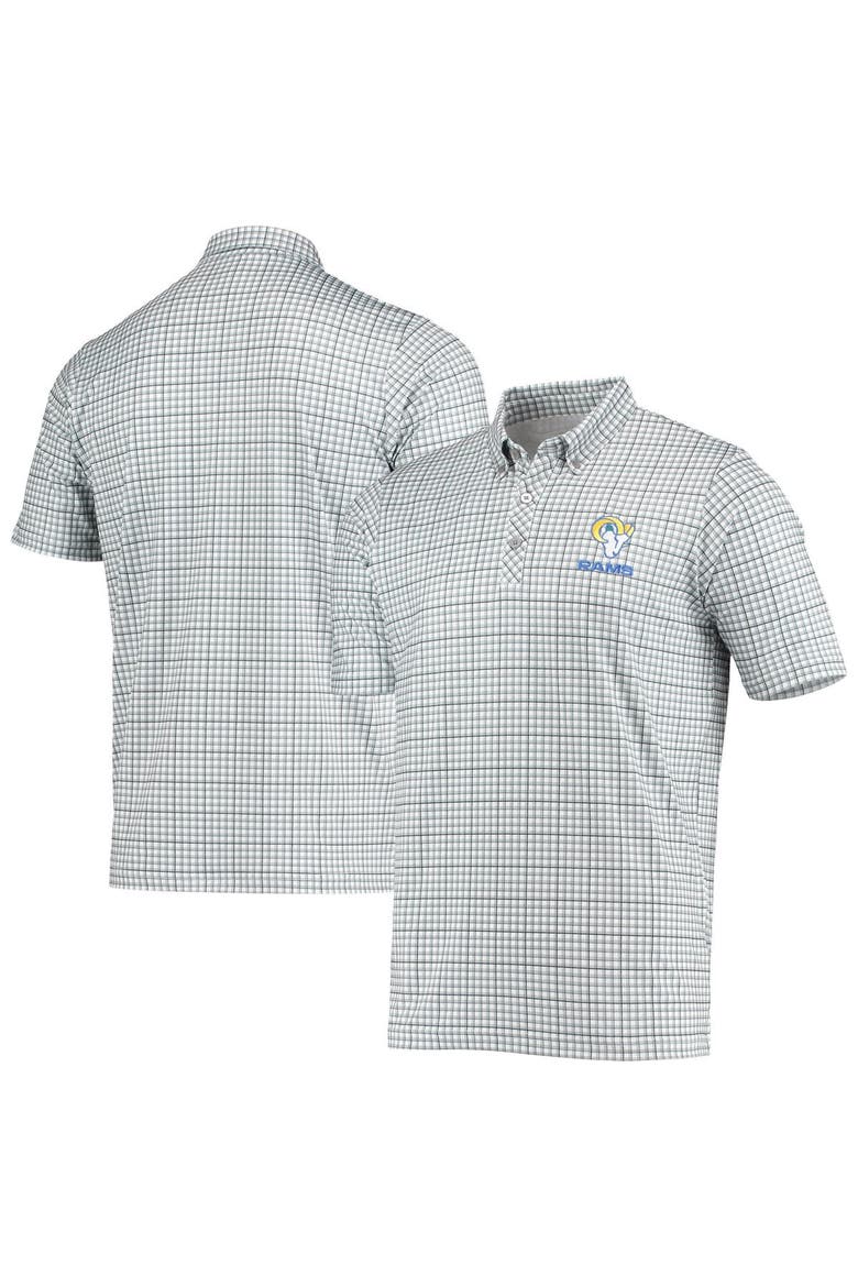 Men's Antigua Gray/Black Los Angeles Rams Deliver Button-Down Polo, Main, color, White