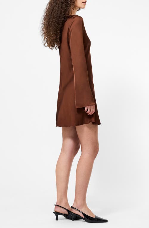 French Connection Ennis Satin Bell Sleeve Mini Dress In Brown