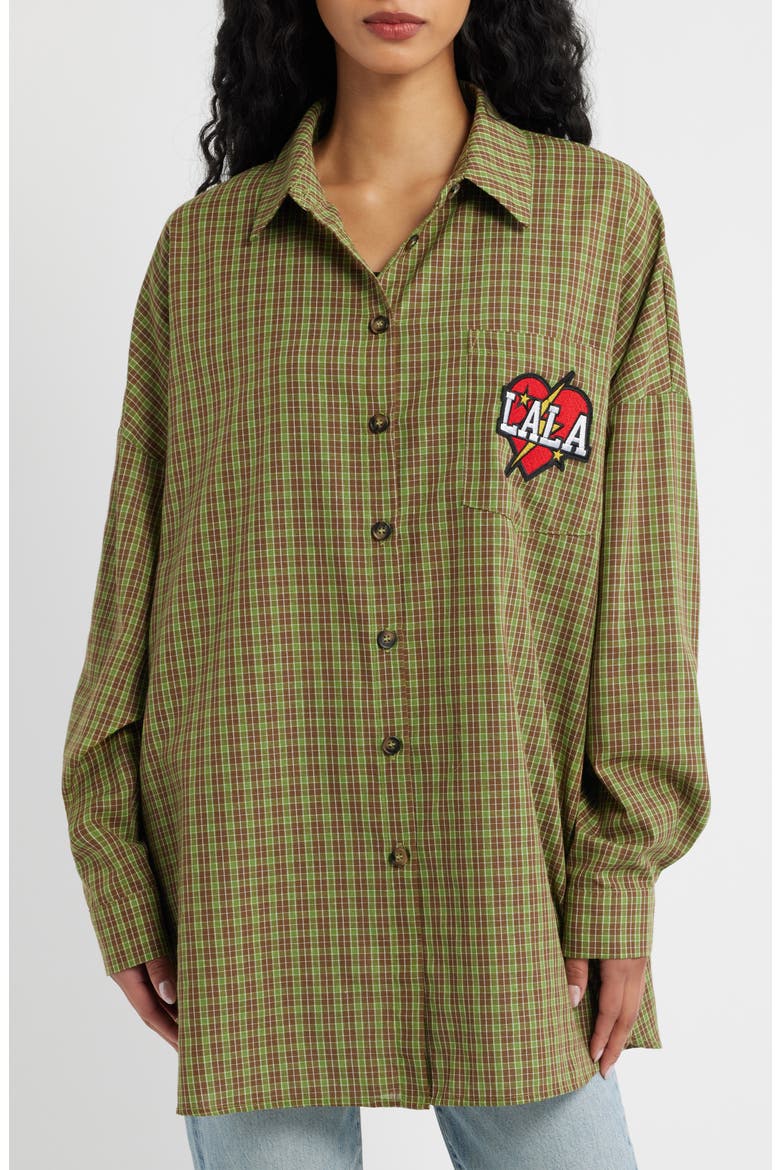 Soul Searching Cotton Button-Up Shirt, Alternate, color, GREEN PLAID
