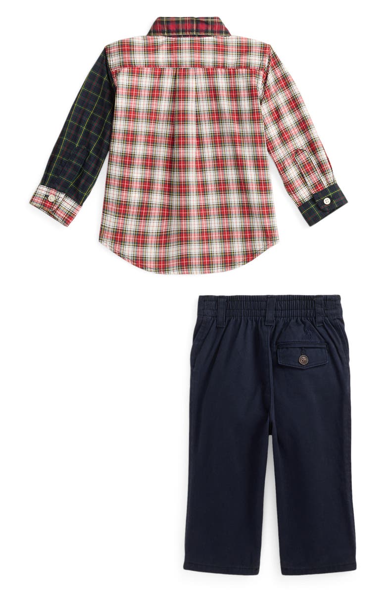 Ralph Lauren Plaid Poplin Button-Down Shirt & Pants Set, Alternate, color, Red/ Blue Multi