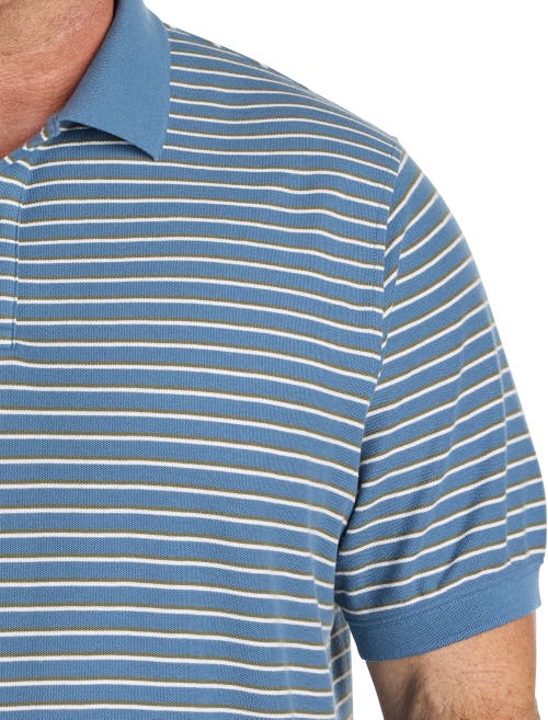 Harbor Bay By Dxl Big & Tall Bi-color Striped Polo Shirt In Blue