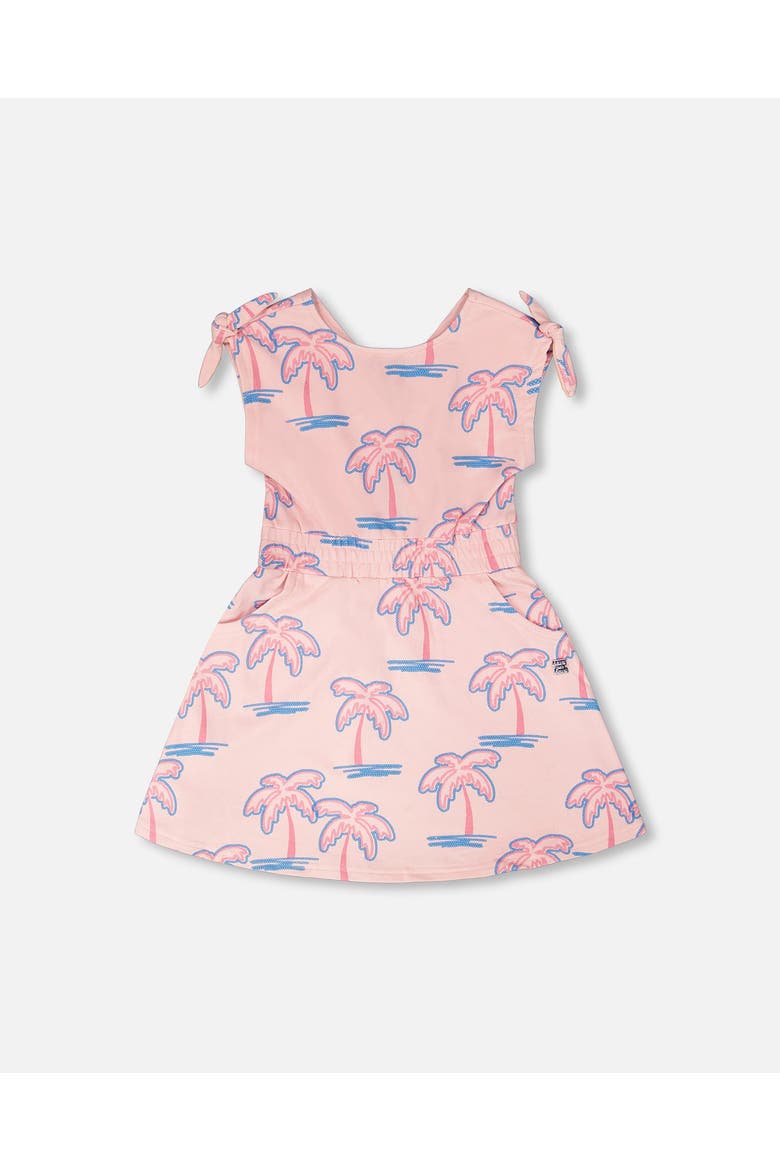 Short Sleeve French Terry Palm Dress, Main, color, Light Pink Palm Print