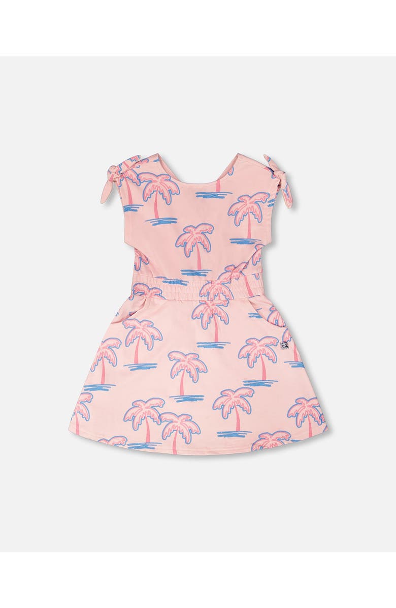 Deux par Deux Short Sleeve French Terry Palm Dress, Main, color, Light Pink Palm Print