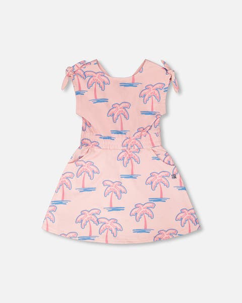 Short Sleeve French Terry Palm Dress (Toddler, Little Kid & Big Kid)