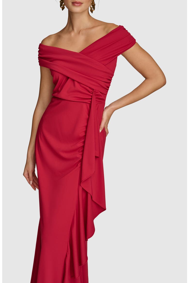 Ruffle Detail Off the Shoulder Gown, Alternate, color, METROPOLITAN