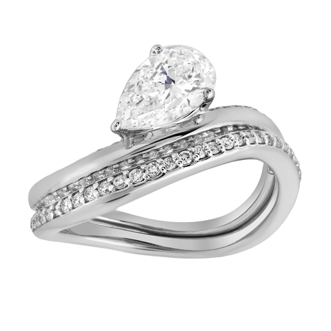Selena Silk Wave 1.4 Ct Pear Lab Grown Diamond Engagement Ring
