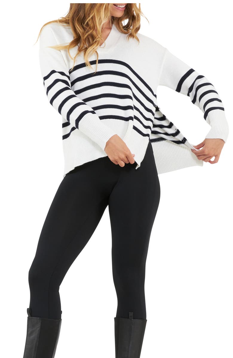 Ripe Maternity Hanna Nursing Knit Sweater, Alternate, color, White/Navy