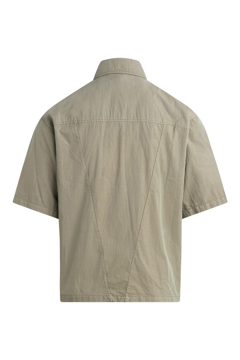 Utility Oversize Short Sleeve Cotton & Nylon Snap-Up Shirt, Alternate, color, LAUREL