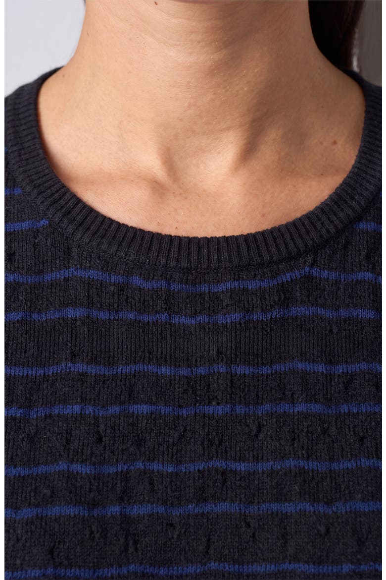 Rib Trim Top, Alternate, color, BLK/ COBLT STRPE