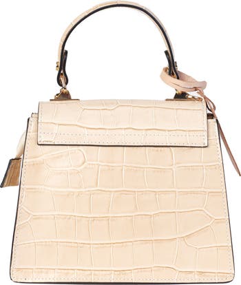 Croco Embossed Top Handle Bag
