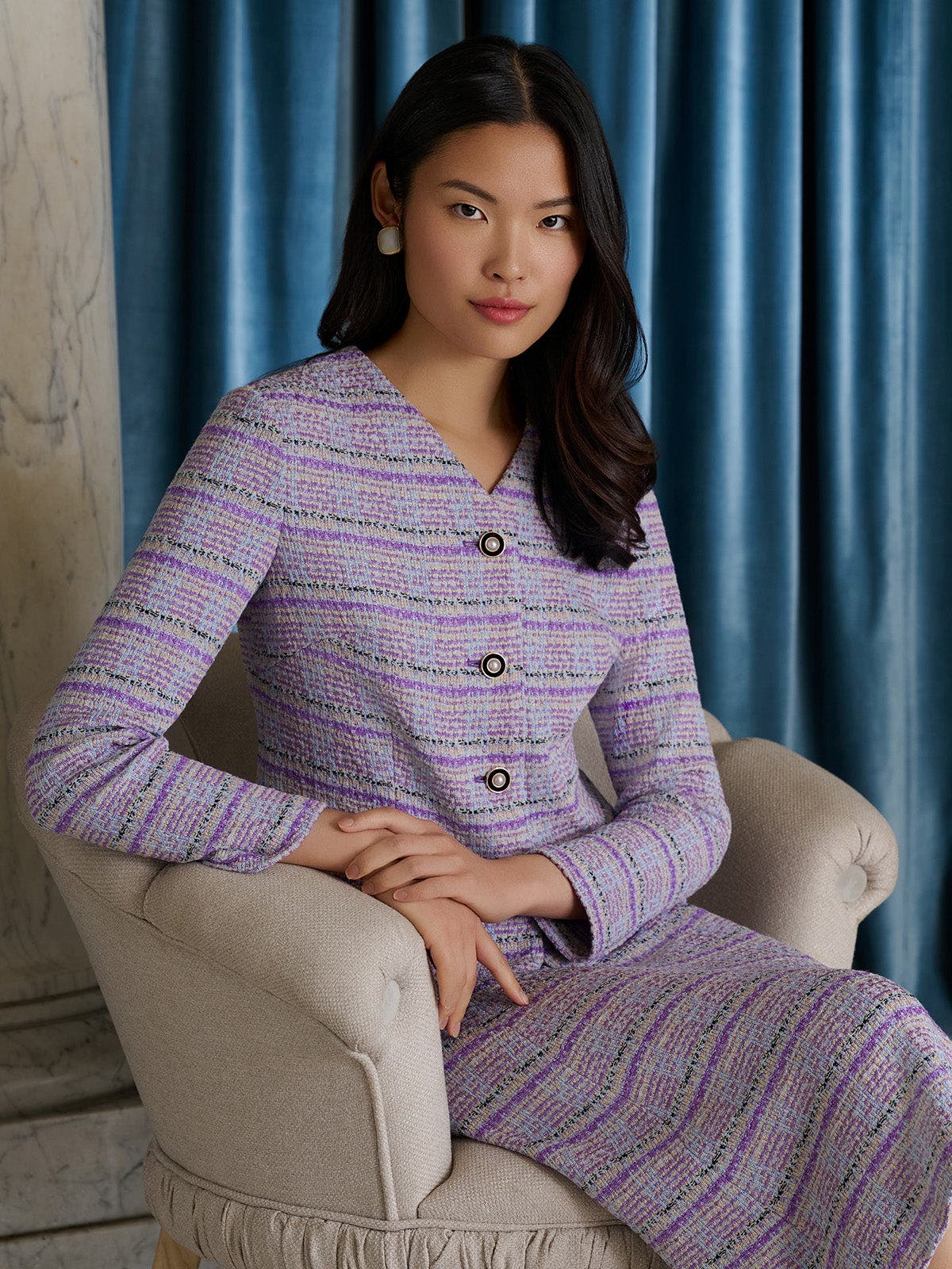 Plaid Tweed Knit Jacket - image 2