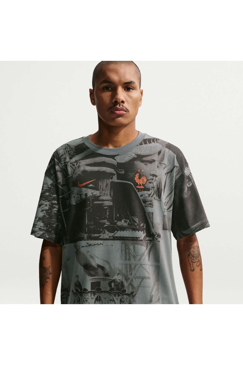 Men's Nike Gray France National Team Allover Print T-Shirt, Alternate, color, Gray