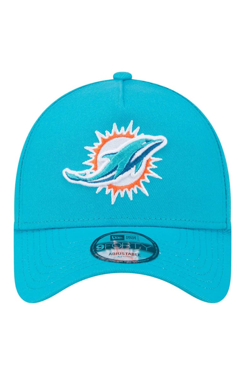New Era Men's New Era  Aqua Miami Dolphins  A-Frame 9FORTY Adjustable Hat, Alternate, color, 