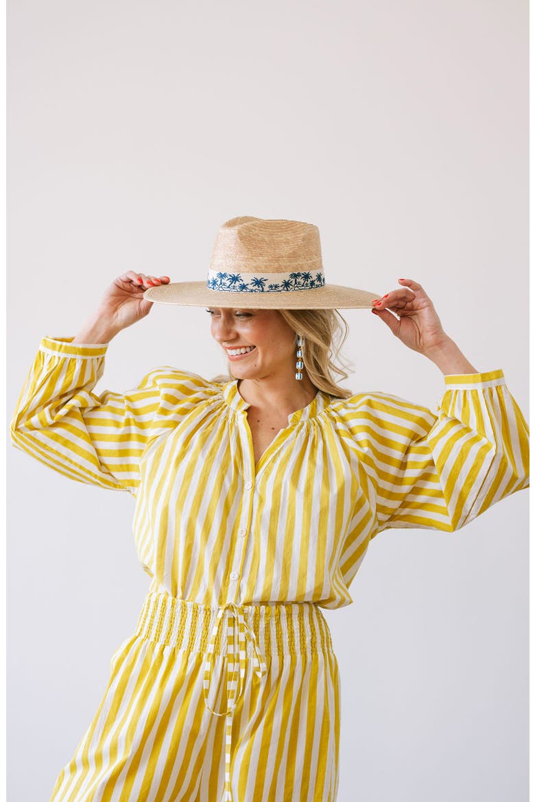 Tropical Toile Palm Straw Straw Hat, Alternate, color, NATURAL MULTI