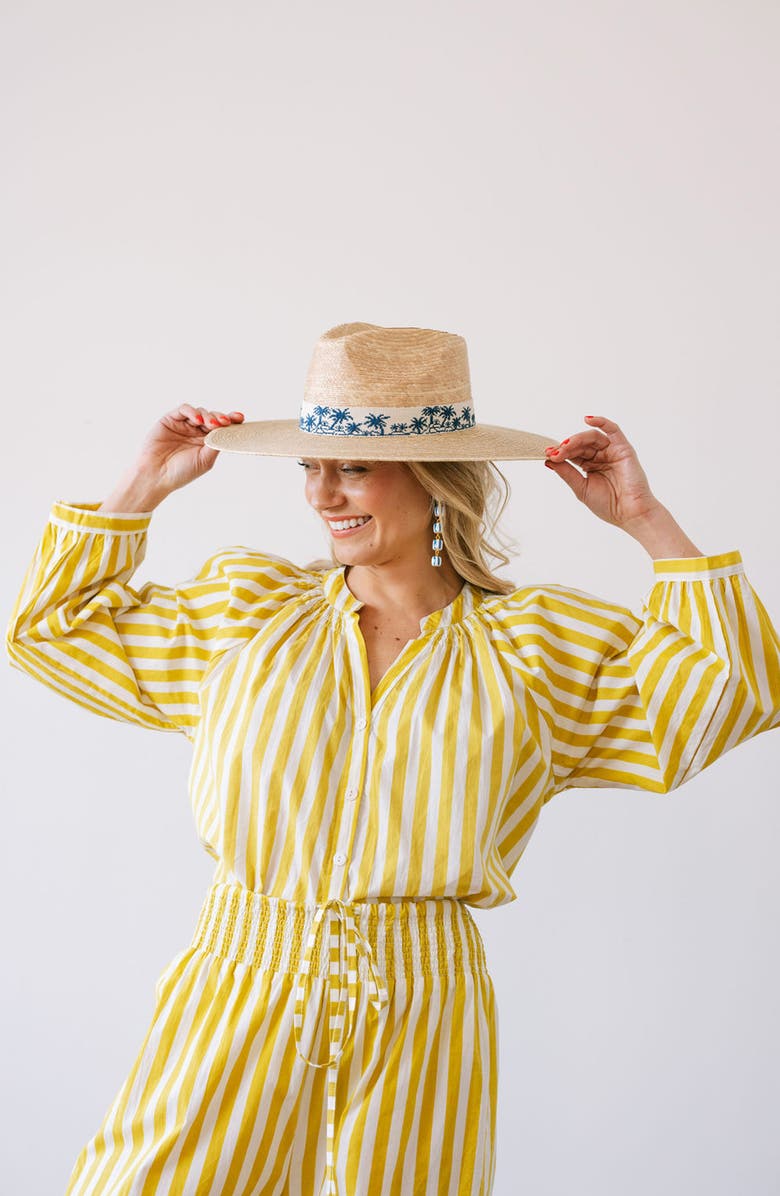 Sunshine Tienda Tropical Toile Palm Straw Straw Hat, Alternate, color, Natural Multi