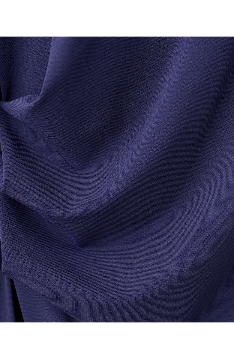 MANGO x Kaia Gerber Long Sleeve Drape Asymmetric Gown, Alternate, color, Blue