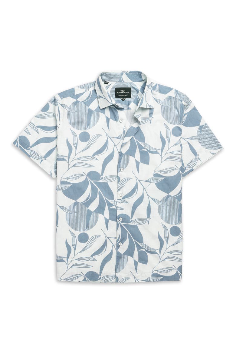 Carrington Floral Short Sleeve Button-Up Shirt, Alternate, color, STONEWASH