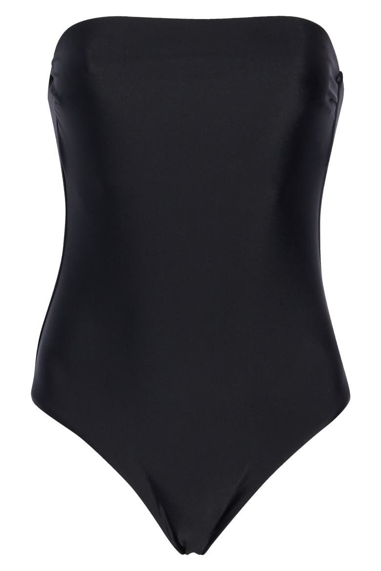 Bandeau One-Piece Swimsuit, Main, color, BLACK