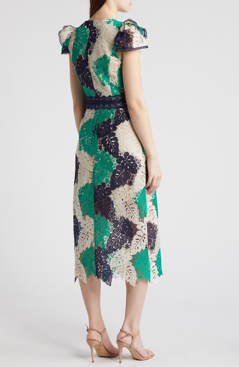 Adelyn Rae Adeline Palm Lace Midi Dress, Alternate, color, 