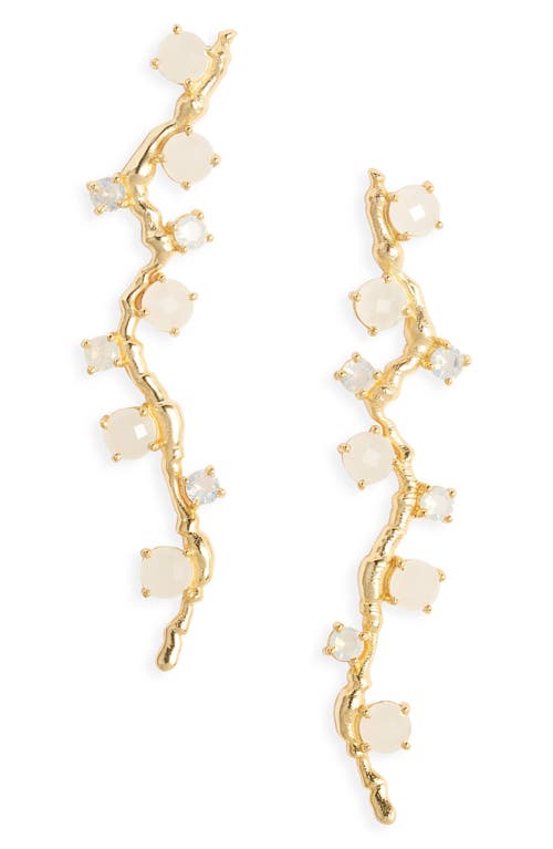Ki-ele Sarai Moonstone & Quartz Stud Earrings In Gold