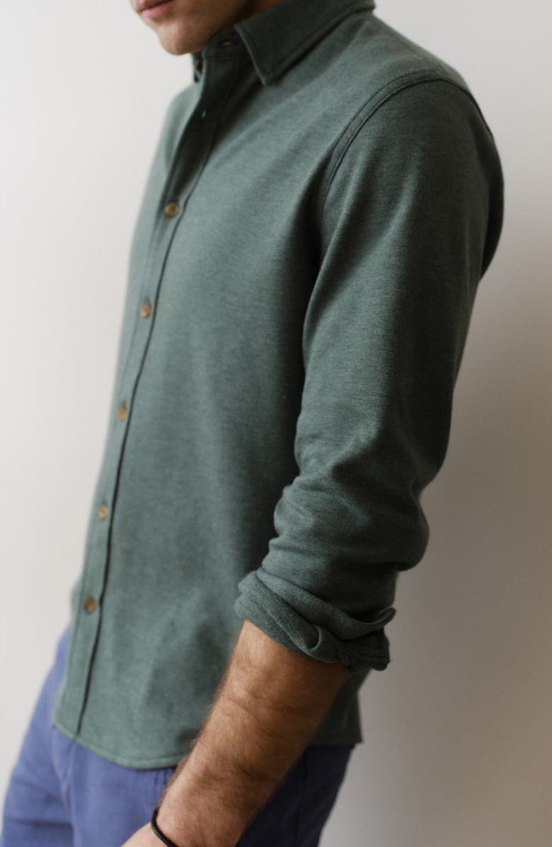 Marine Layer Pacifica Button-Up Shirt, Alternate, color, Green Heather