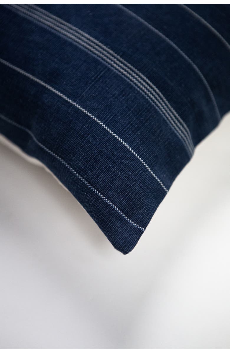 Archive New York Vintage Indigo Denim Embroidered Stripe Handwoven Throw Pillow, Alternate, color, Blue