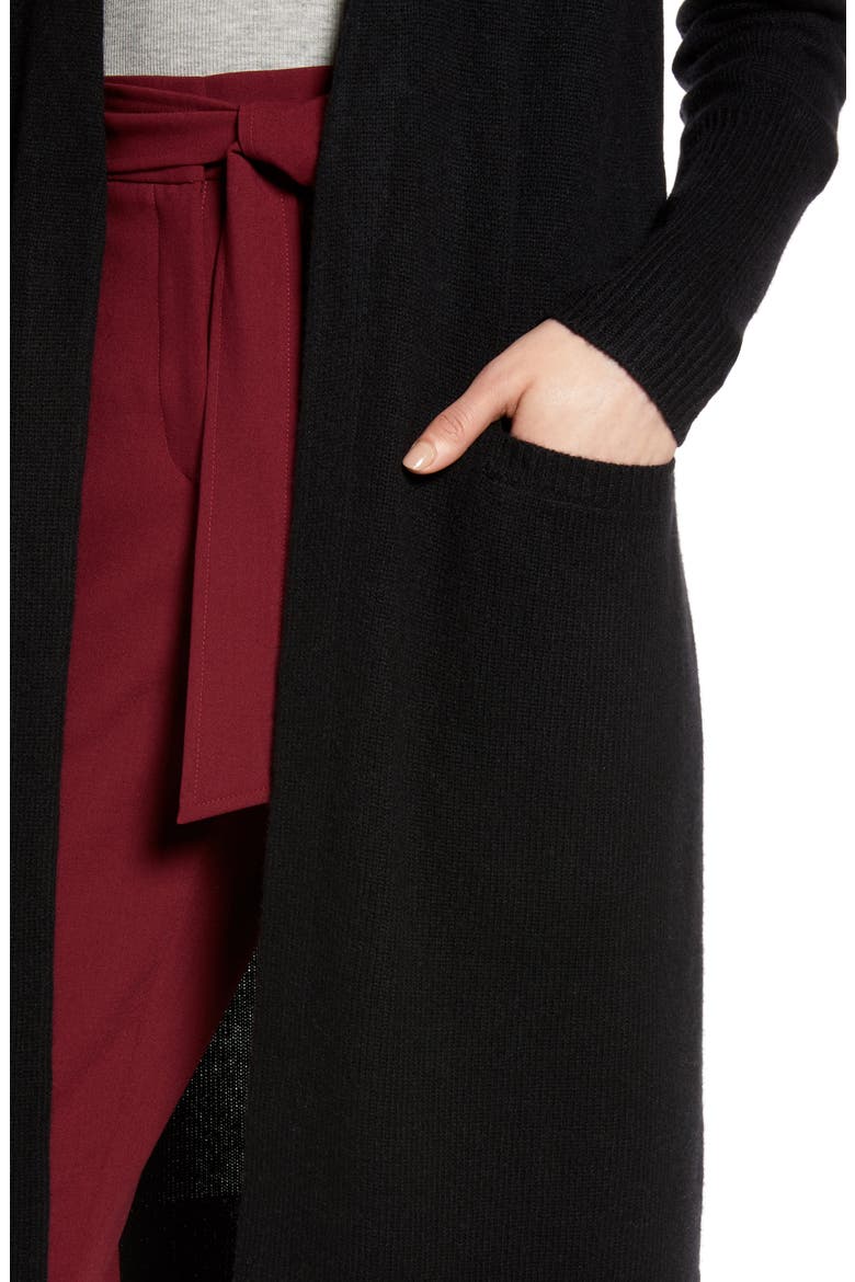 Wool & Cashmere Long Cardigan, Alternate, color, BLACK