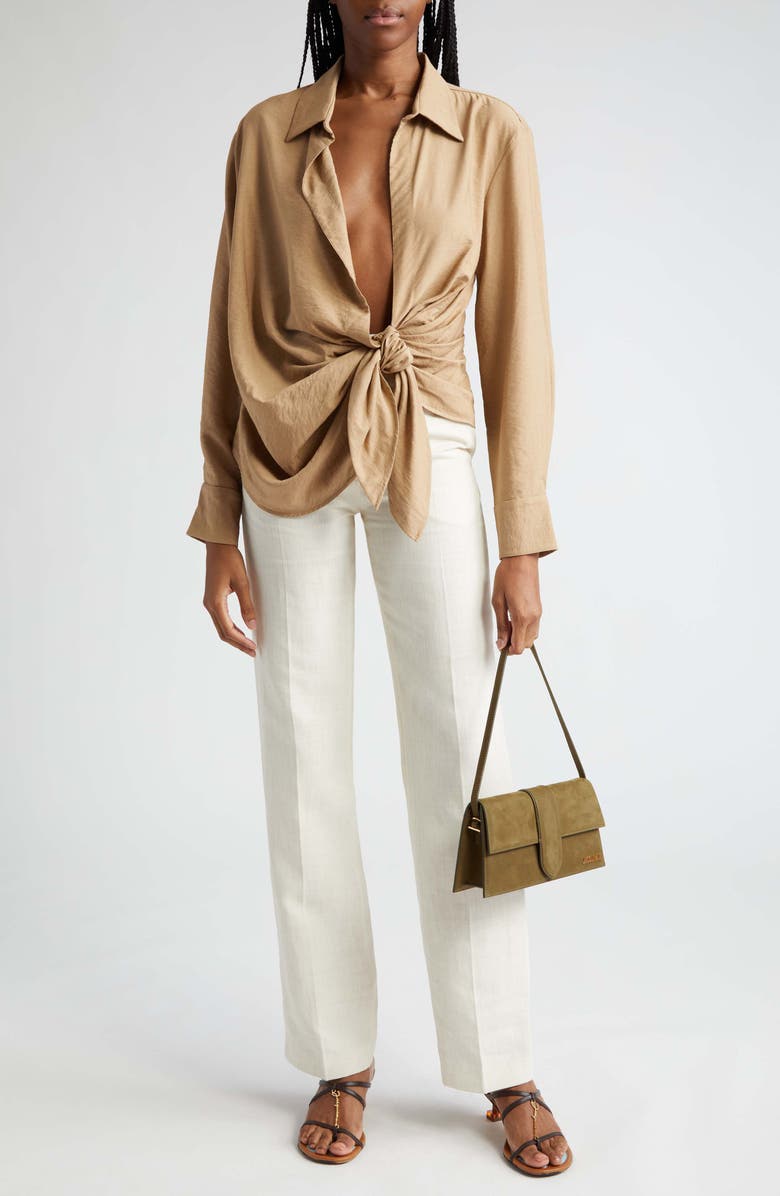 Jacquemus The String High Waist Linen Blend Pants, Alternate, color,