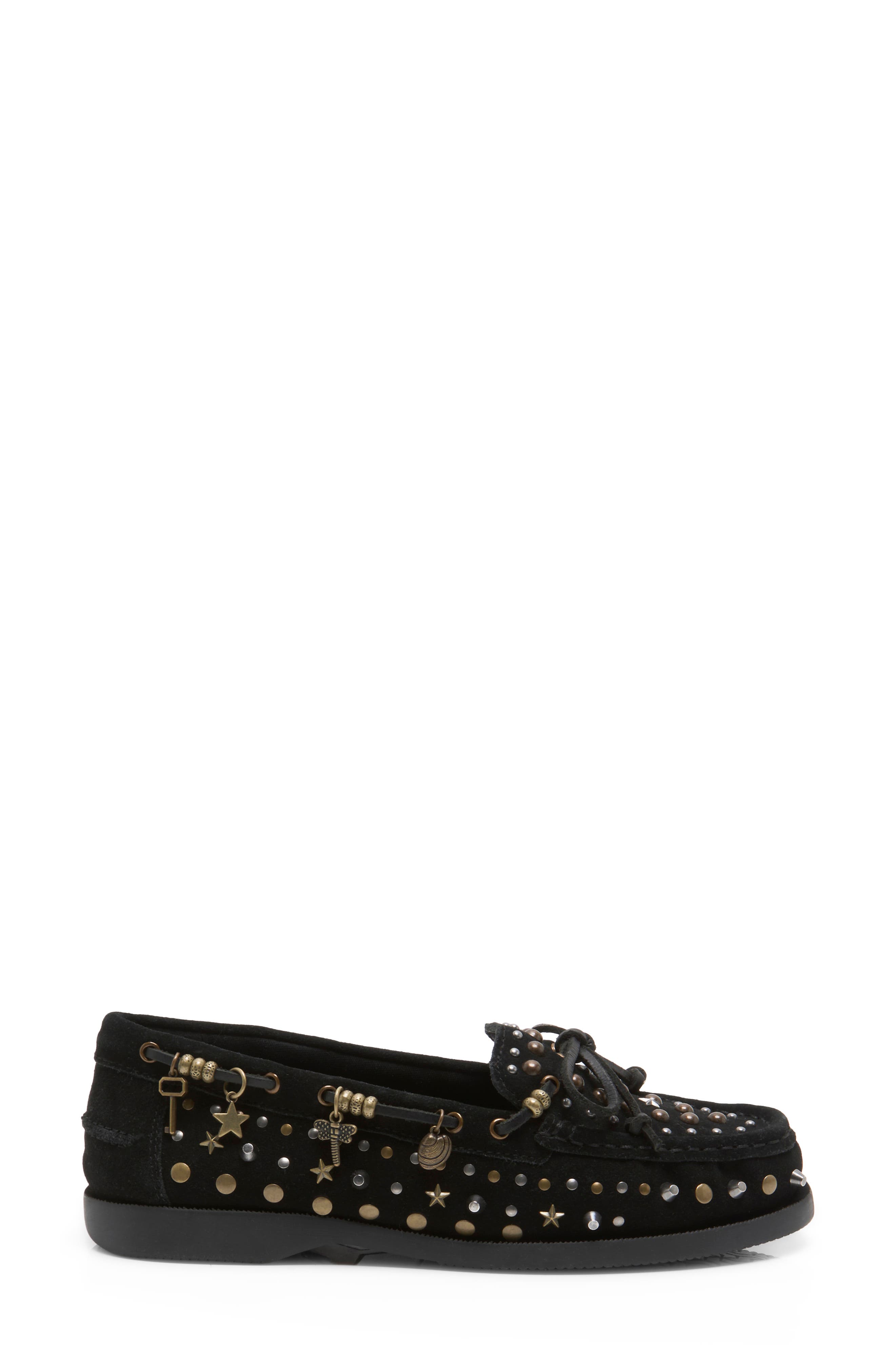 Stargazer Studded Boat Shoe, Alternate, color, BLACK SUEDE
