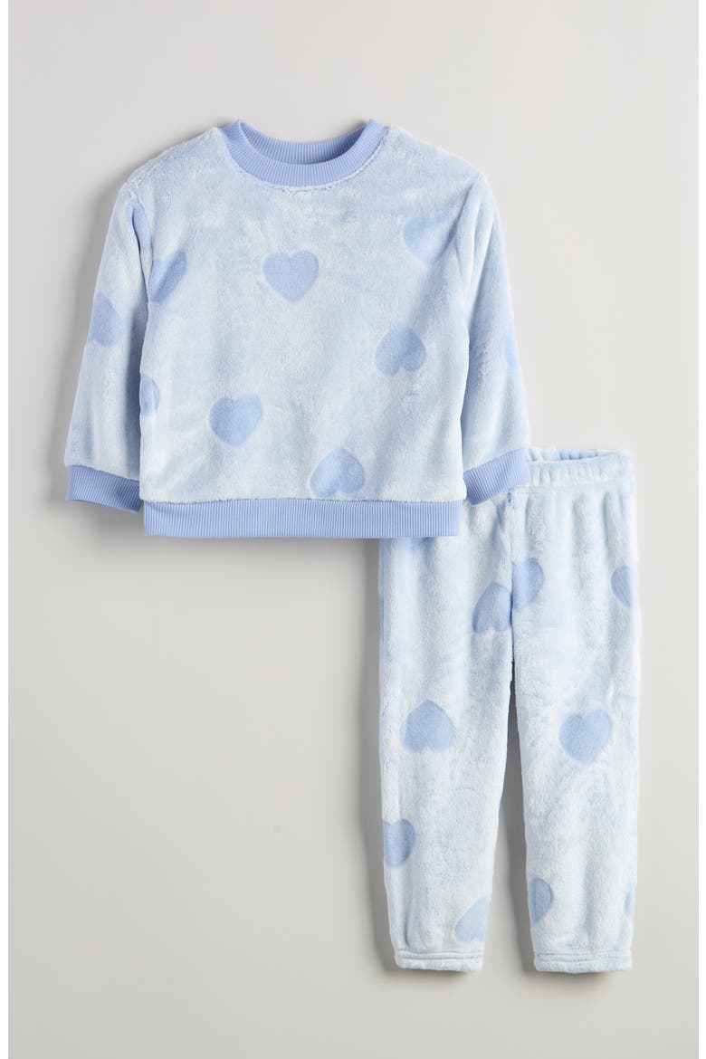 Kids' Embossed Fleece Sweatshirt & Sweatpants Set, Main, color, BLUE HYDRANGEA