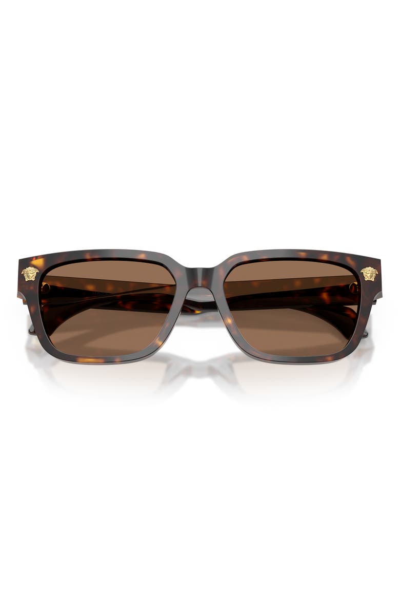 Versace 56mm Rectangular Sunglasses, Alternate, color, Havana / Dark Brown