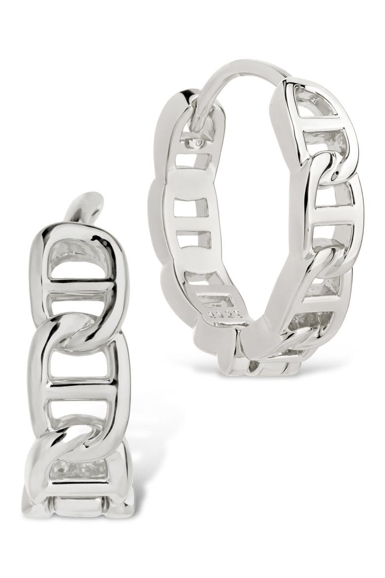 Haylee Mariner Link Hoop Earrings, Main, color, SILVER