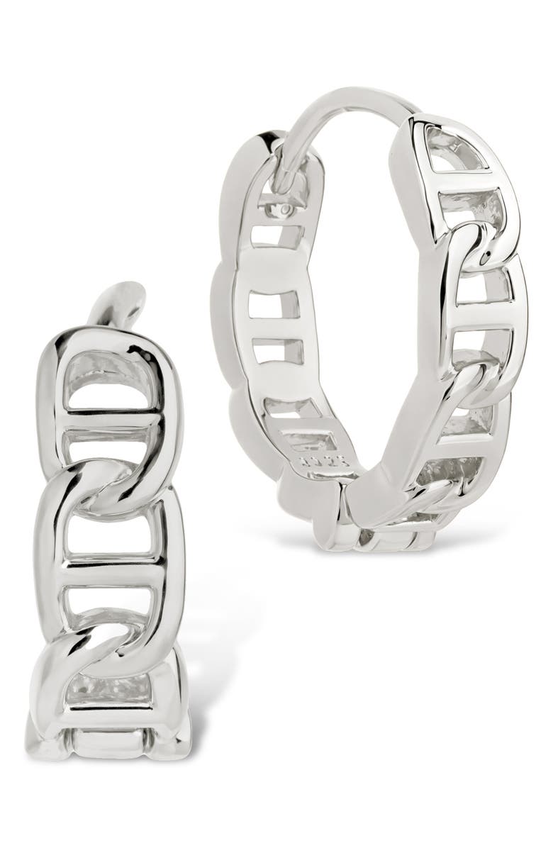 Sterling Forever Haylee Mariner Link Hoop Earrings, Main, color, Silver