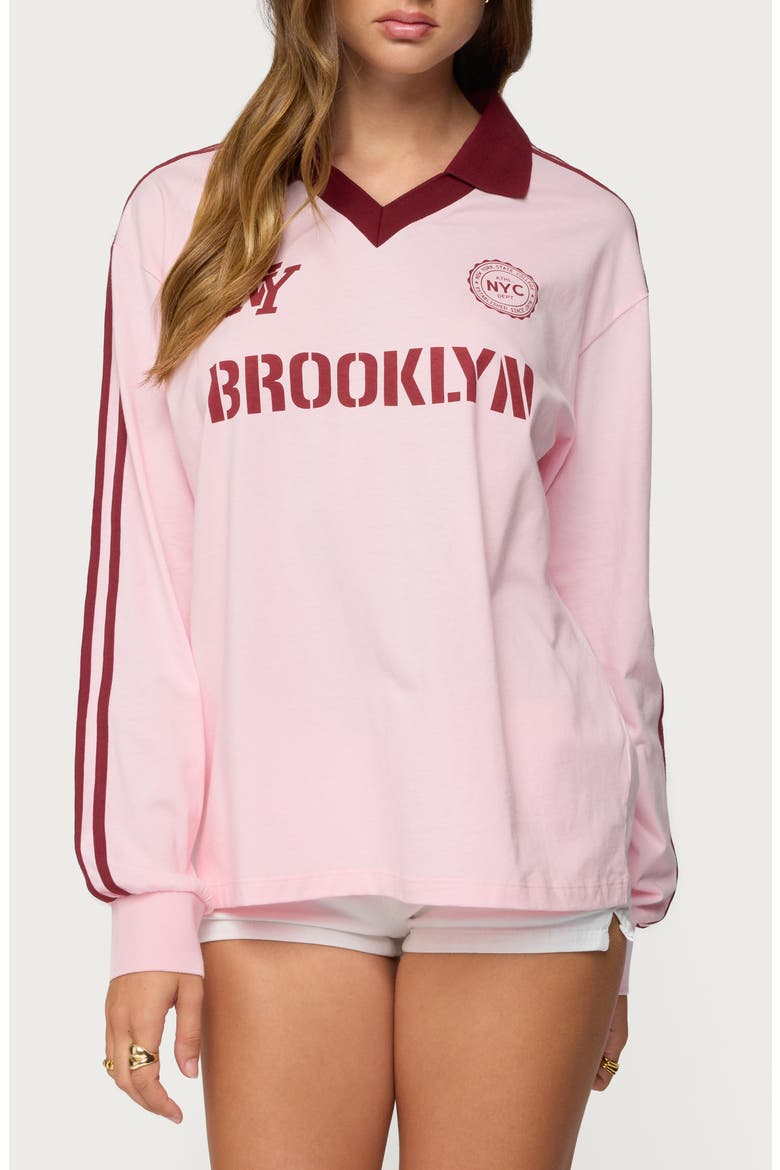 Brooklyn Johnny Collar Cotton Graphic T-Shirt, Main, color, LIGHT-PINK