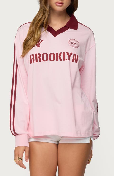 Brooklyn Johnny Collar Cotton Graphic T-Shirt