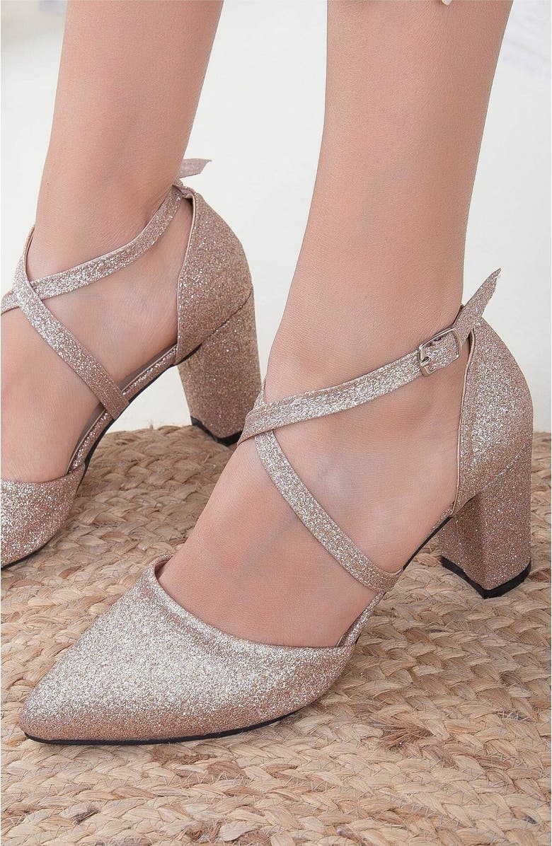 Forever
Always Shoes Sina Criss Cross High Block Heels, Alternate, color, Rose Gold