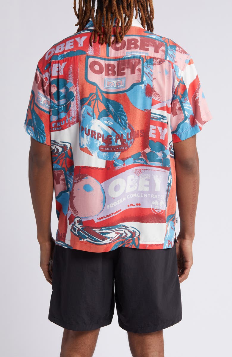 Obey Fruit Cans Camp Shirt, Alternate, color, 