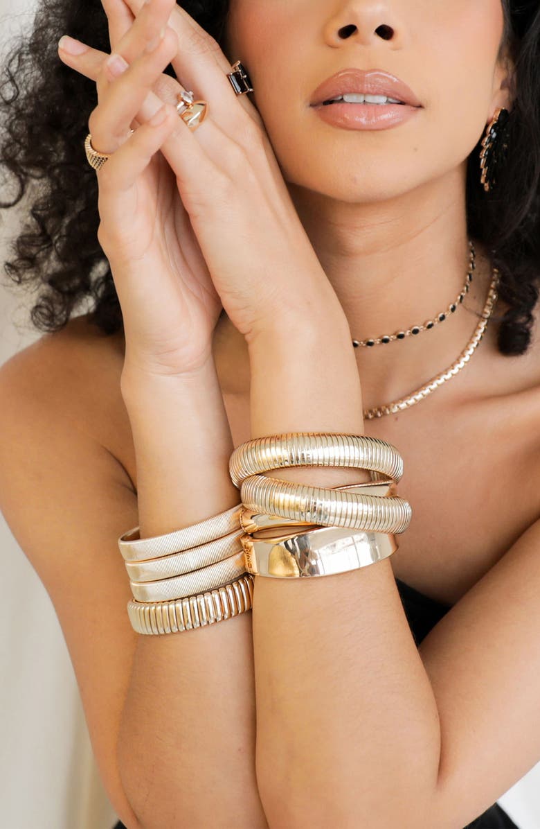 Ettika Set of 2 Bangle Bracelets, Alternate, color, Gold