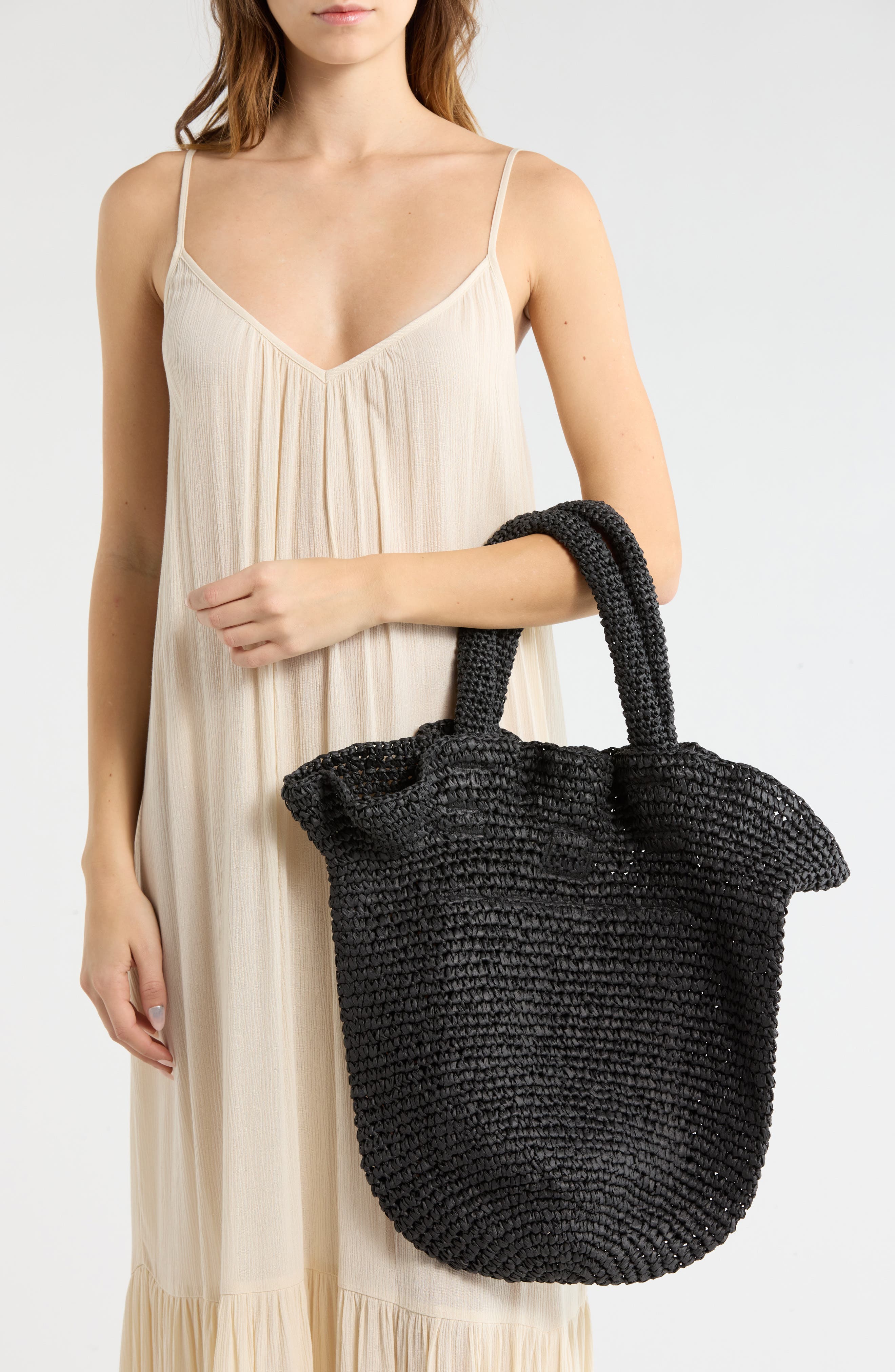 Collection XIIX Ruffle Edge Crochet Bag, Alternate, color, Black