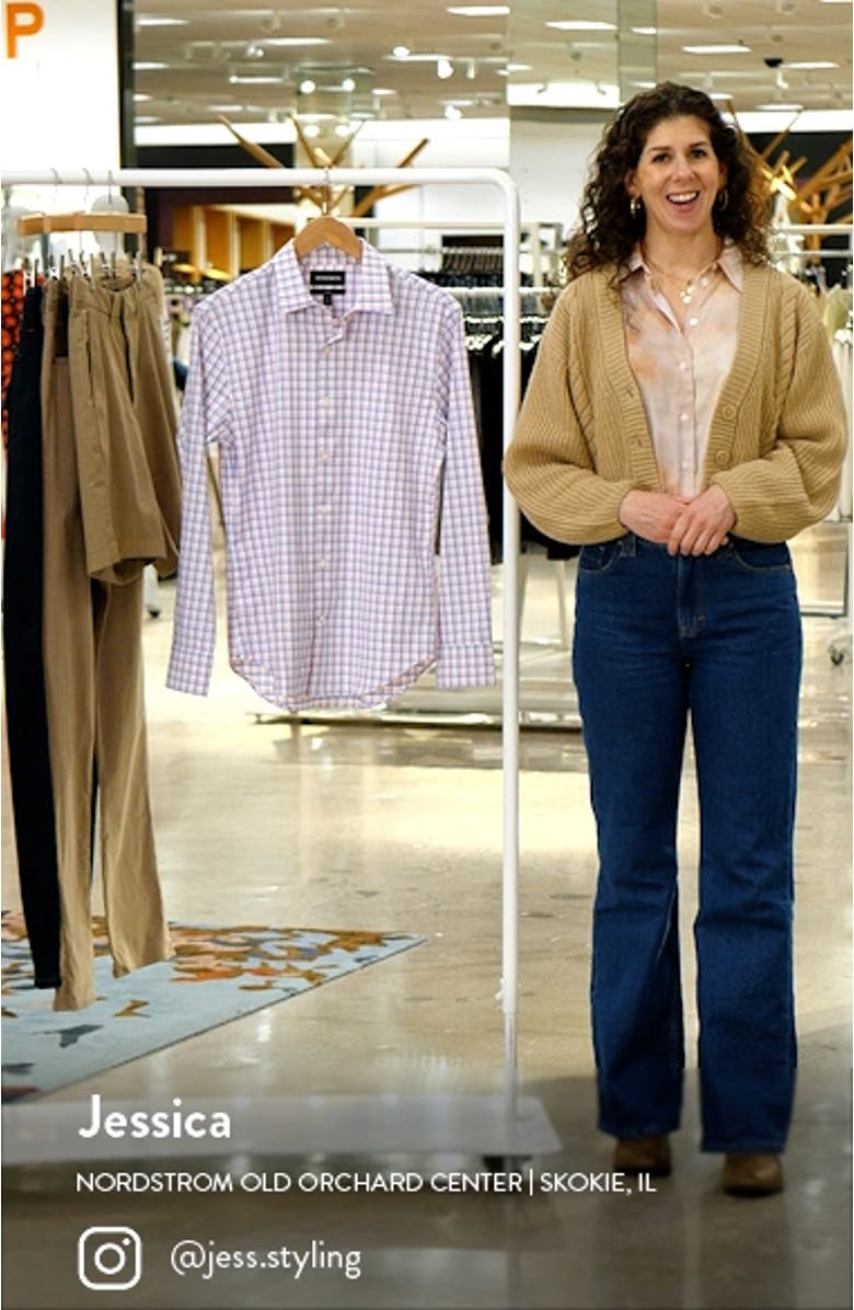 Tech Slim Fit Check Stretch Button-Up Shirt, sales video thumbnail